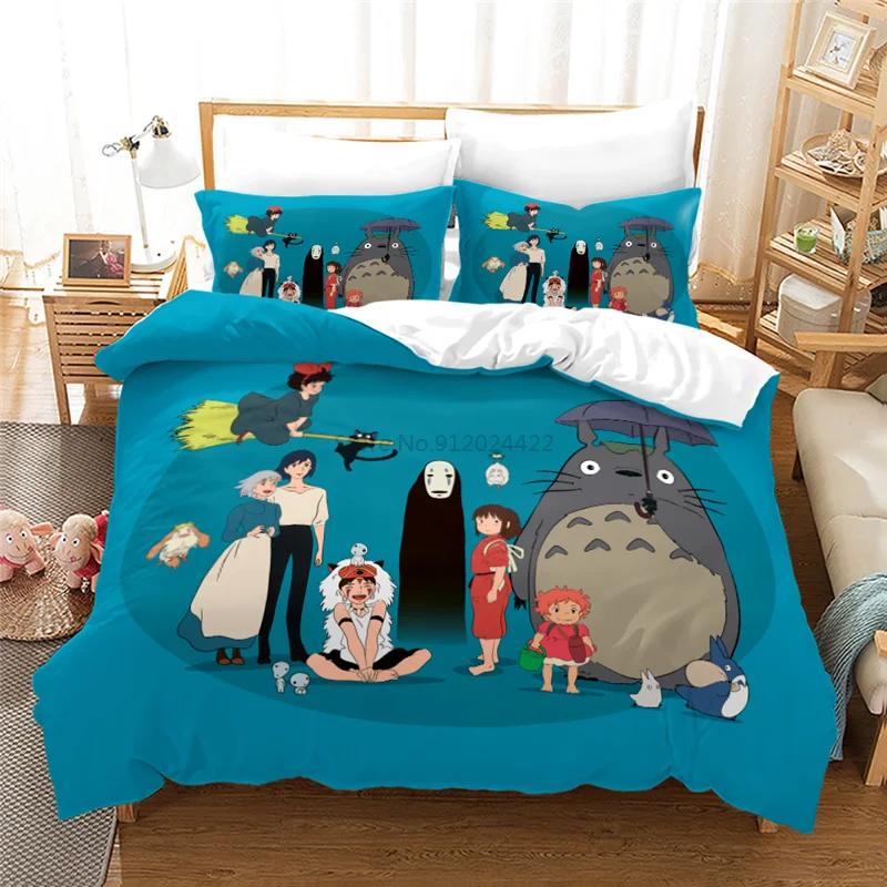 My Neighbor Totoro Cartoon 3d Bedding Set Anime Twin Full Queen King Comforter Cover Set with Pillowcase 2/3pcs Duvet Cover Sets
