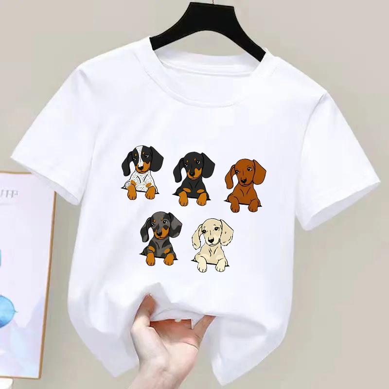 Dachshund Teckel Cute Dog Kids Tshirt Cute Printing Shirt Fashion TShirt for Casual Tops Short Sleeve 100