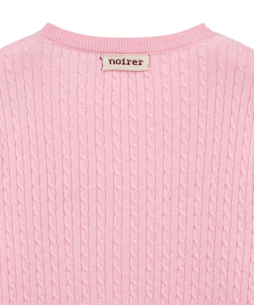 NOIRER FOR WOMAN Layered Henley Neck Signature Cable Knit (Pink)