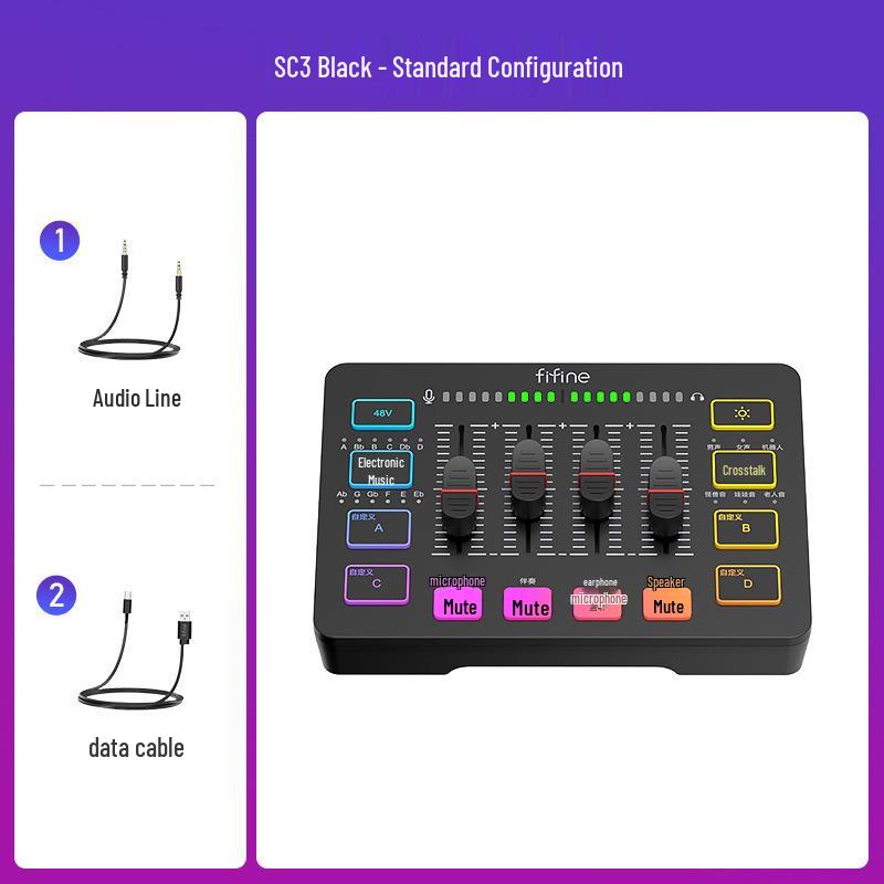 

USB-звуковая карта и микрофонный набор Fifine SC3 для игр, стриминга и караоке на ПК