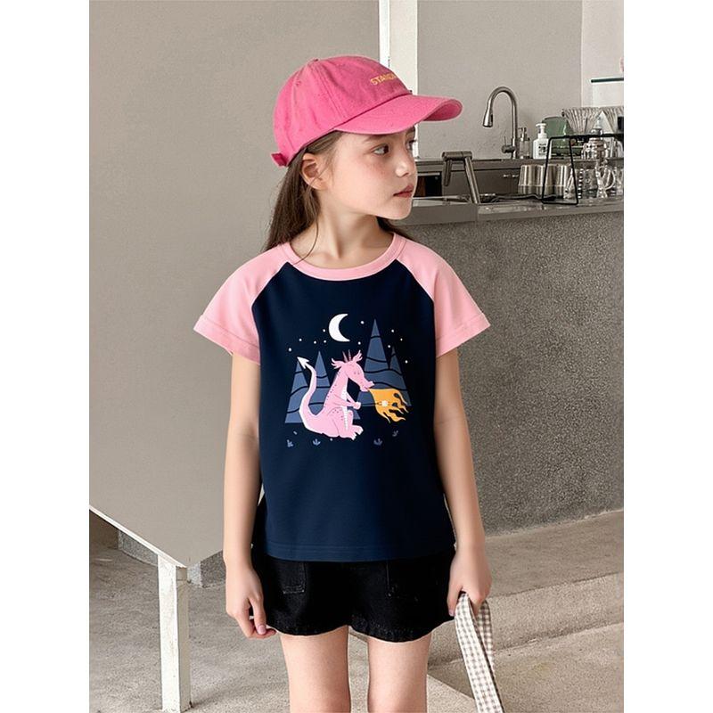 Brand Foreign Trade Children's Clothing 2026 Summer New Style Baby Girl Clothes Children's Pure Cotton Printed Short-Sleeve T-Shirt Base Shirt