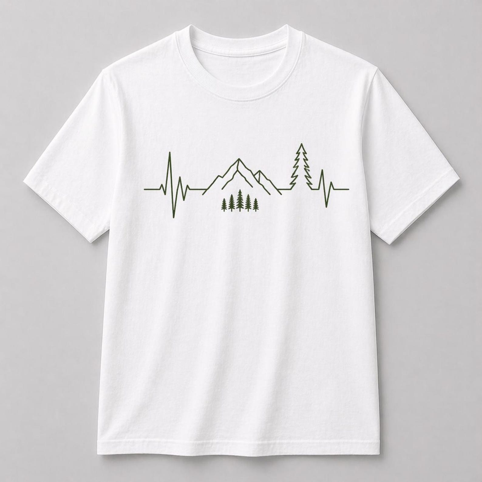 Mountain Heartbeat T-Shirt – Minimalist Nature Graphic Tee, Outdoor Adventure Shirt L