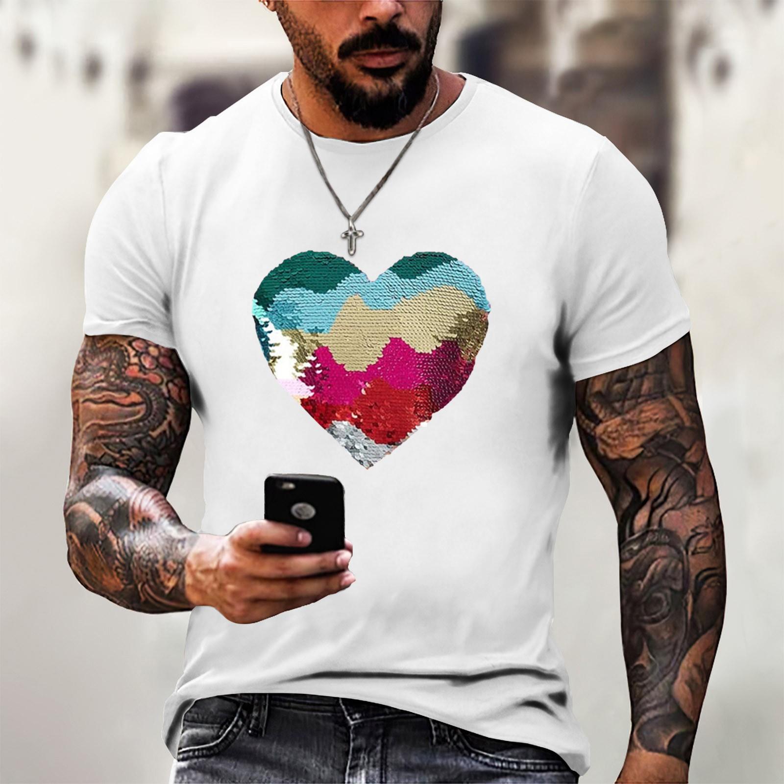 

Летняя мужская популярная футболка с круглым вырезом и коротким рукавом с принтом XL белый