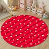 Round Area Carpet Red Diagonal Stripe Cream Polka Dot Abstract Minimal Living Room Decor