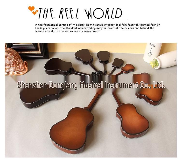 Restokki Modèle de guitare miniature en bois avec support et étui, mini instrument de musique ornement artisanat décoration d'intérieur (10 cm