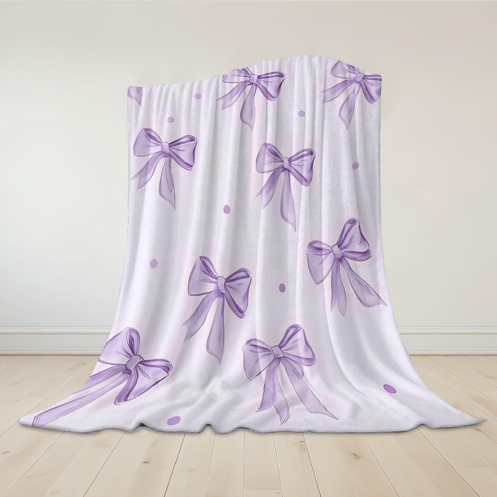 Flieder-Punkte-Flanell-Decke Warm Weich Halloween Weihnachten Sofa Warm Gemütlich Dekoratives Dekor Geschenk für Alle Jahreszeiten