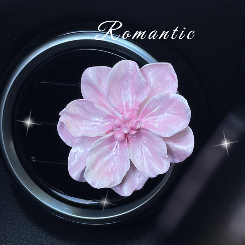 Camellia Tie-Dye Car Air Freshener: High-End Floral Vent Decor & Stone Diffuser