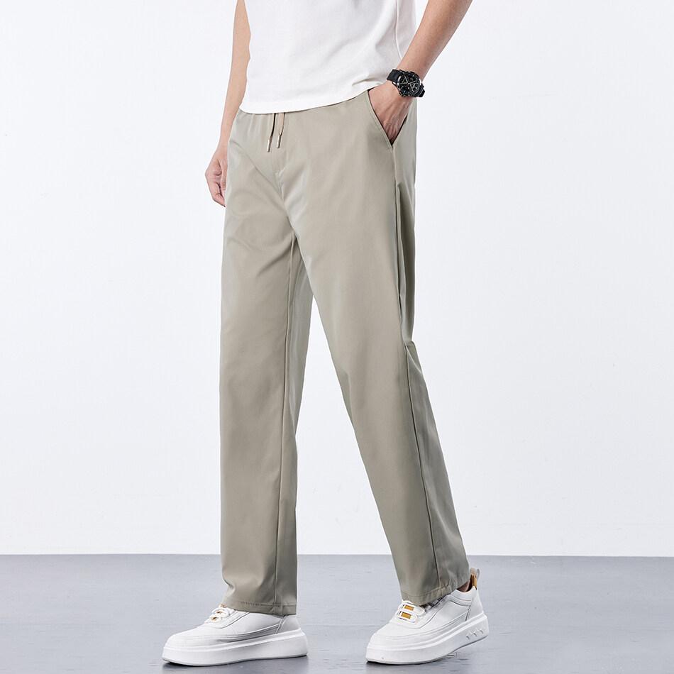 Men's Summer Casual Pants Ice Silk Elastic Waist Pants Cool Breathable Running Sweatpants 5XL