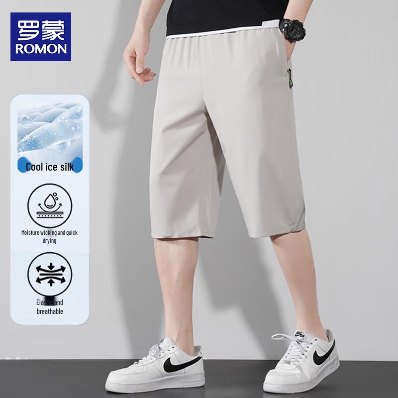 ROMON Men s Ice Silk Capri Sports Shorts 5XL