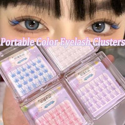 Pink/White/Blue/Purple Colored Eyelash Clusters Lashes Colored False Eyelashes Natural Long Lashes Extension Eye Makeup