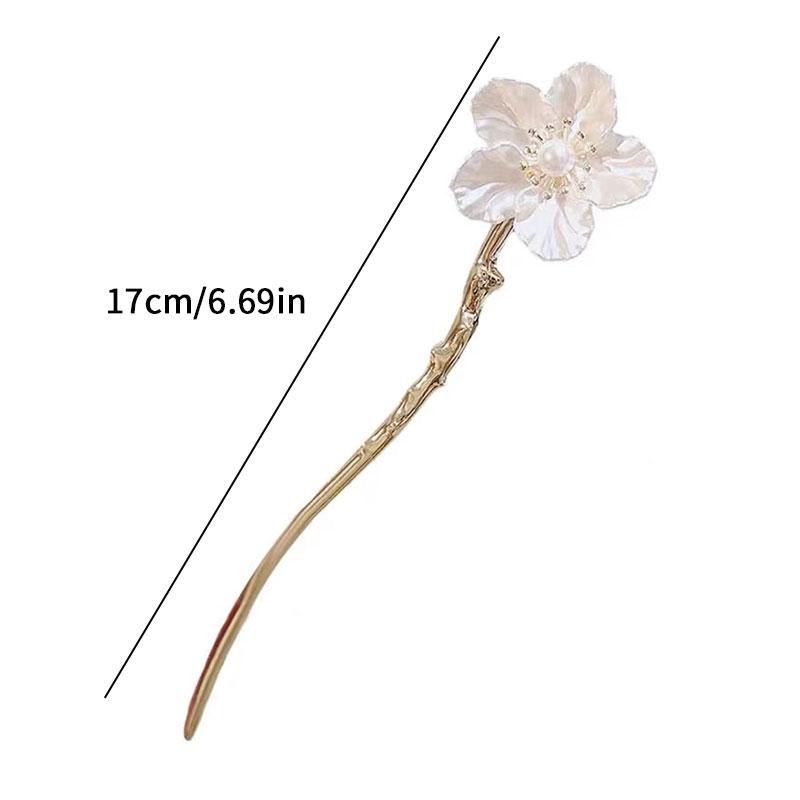 2026 Chinese Style White Flower Pearl Tassel Hair Sticks Hairpin Vintage Metal Hair Chopsticks Hanfu Hair Accessories