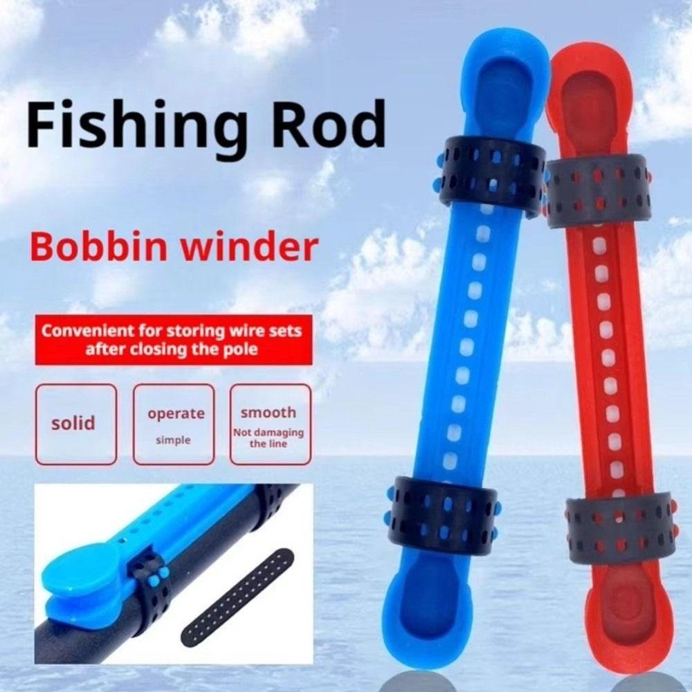 10pcs Random Color Fishing Rod Reel Leather Strip Fishing Line Winder Freshwater Fishing