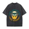 Lifting Makes Me Feel Less Murdery Skull Gym Motivation Washed Short Sleeve Loose Streetwear Tee Hip Hop