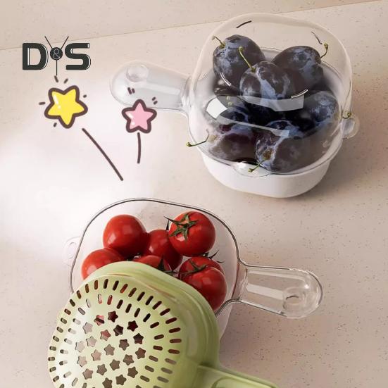 2/3 stk doble lags avløpskurver med håndtak BPA-fri multifunksjonell fruktsil avløpskurver med håndtak