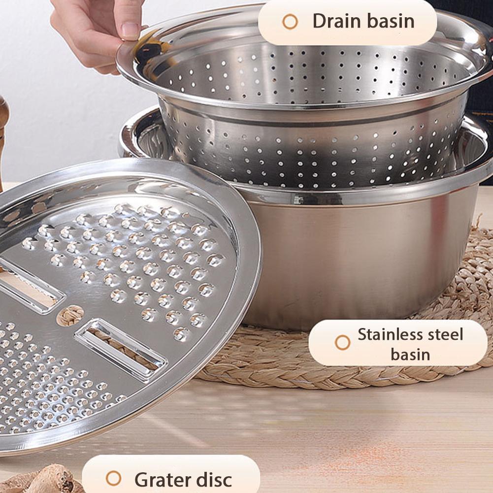 Multifunctional Stainless Steel Basin Vegetable Fruit Pasta Strainer, Large Heavy Duty Filter Bowl Kitchen Suppllies