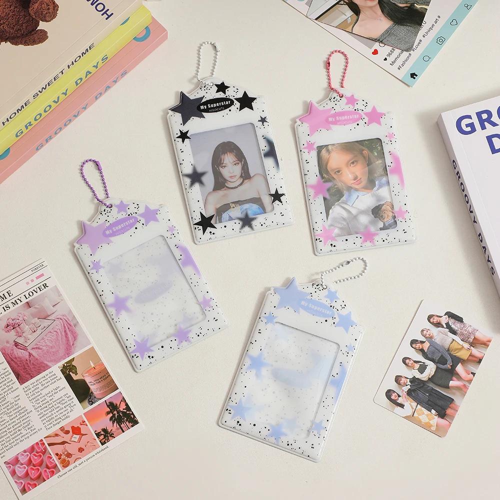 Kawaii Star 3 Inch Postcard Holder Postcards Album Colorful Card Storage Photo Bag Kpop Idol Card Collect Organizer Stationery
