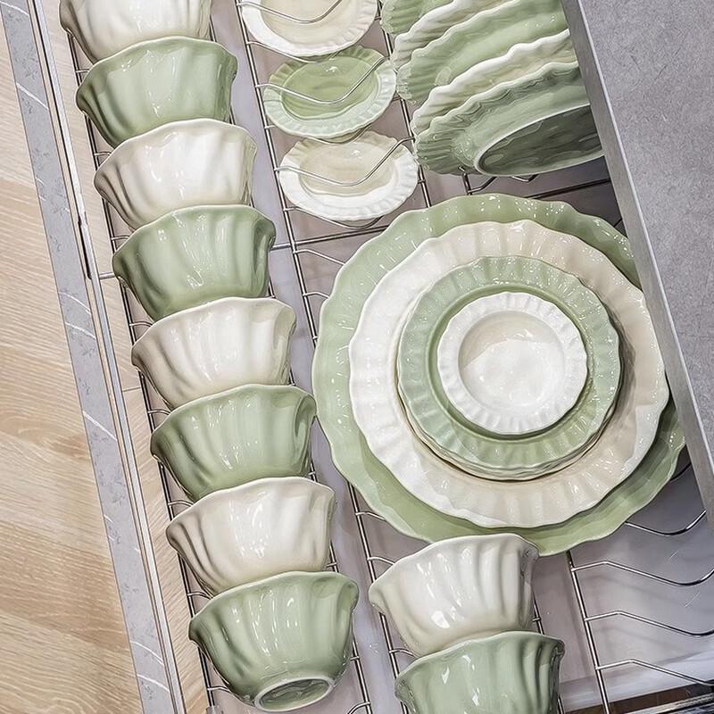 HeCai Petal Mehrfarbiges 17-teiliges Geschirrset