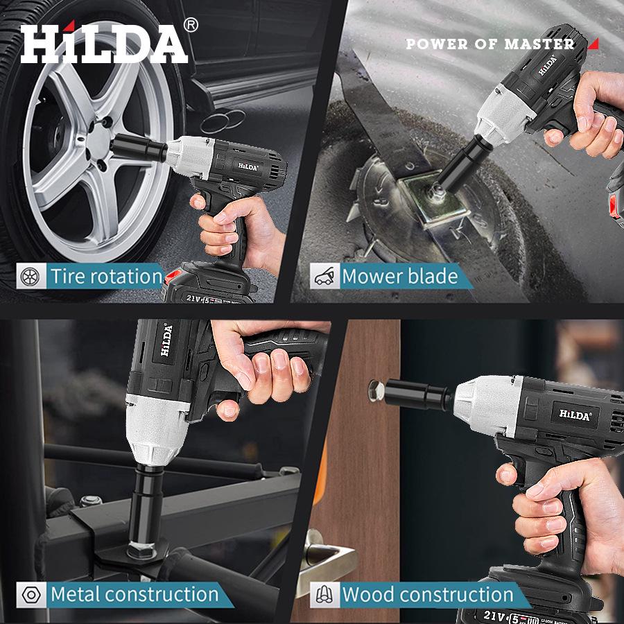 Hilda Portable Lithium Electric Screwdriver with Brush Charging & Wrench Set for Car Repair and Carpentry.