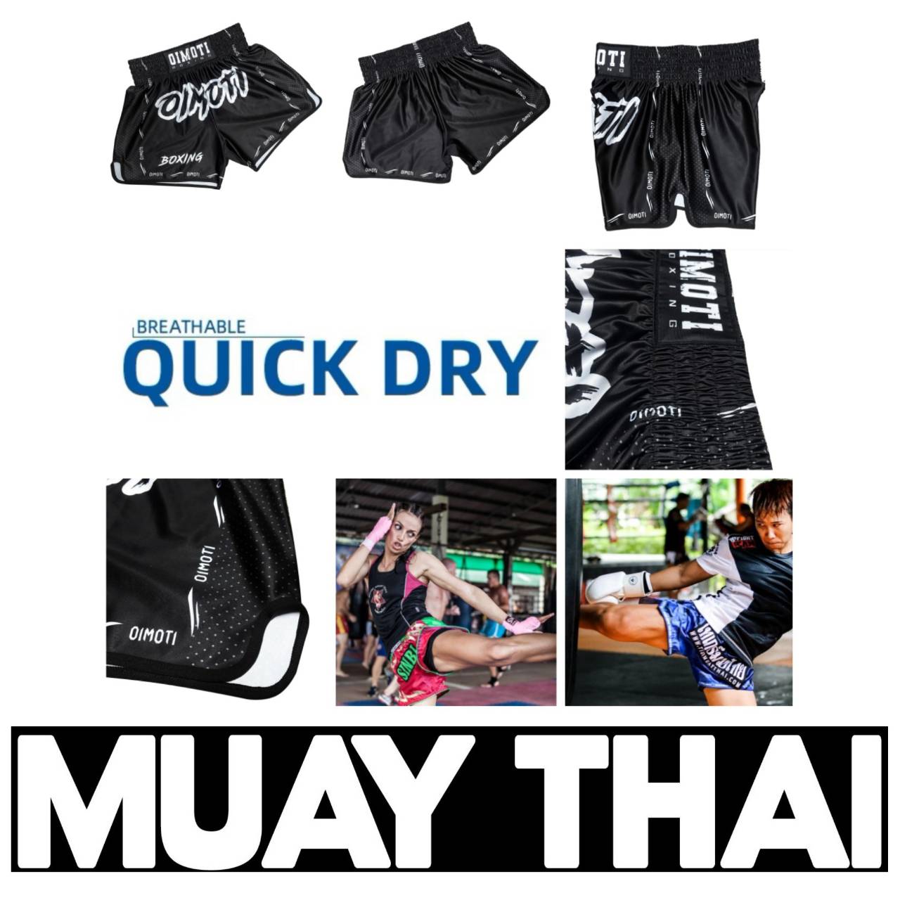 Classici Pantaloncini Neri Muay Thai Kickboxing Boxe MMA UFC Casual Palestra Sport Unisex Uomo Donna Allenamento Asciugatura Rapida Elasticizzati Vita