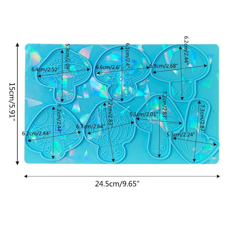 Light and Shadow Keychain Pendant Silicone Molds Mushroom-shape Holographic Mold DIY Ornaments Mould for Birthday Gift