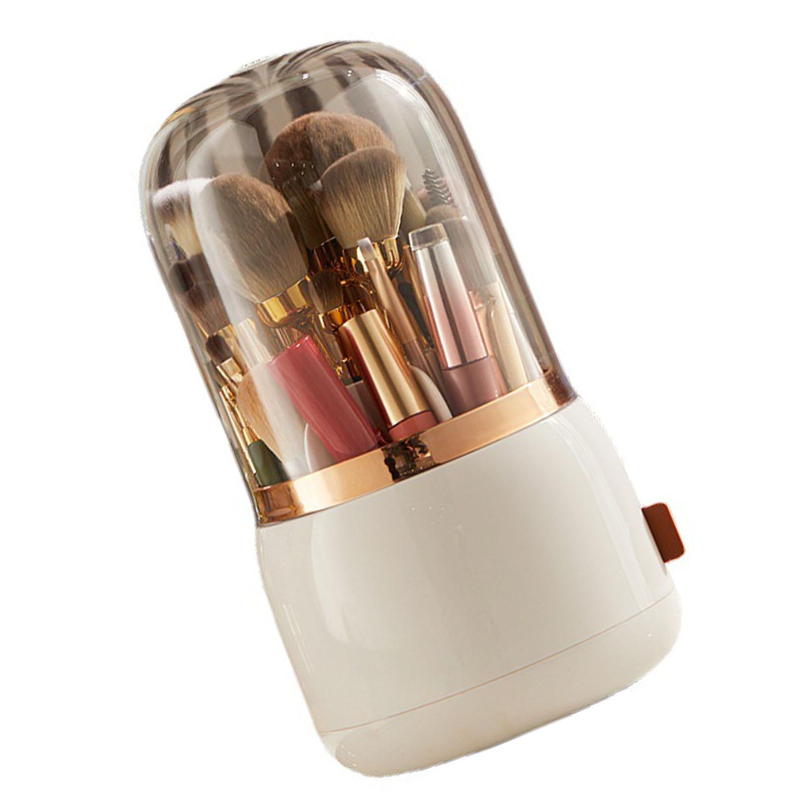 

Подставка для кистей для макияжа Многофункциональный органайзер для кистей Домашний вращающийся пылезащитный контейнер для косметических кистей Белый белый