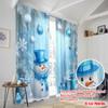 2pcs,2D Plane Printing Curtain Fabric Cute Snowman Christmas Gifts Snowflakes 100% Polyester (without Rod) Gifts Perfect for