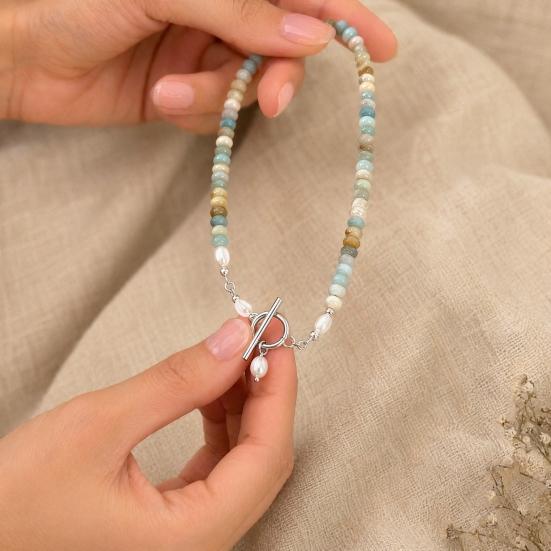 Women Necklace, Handmade Beaded Natural Gemstones Necklace, with Gold-Plated Clasp Versatile Necklace, for Daily Wear Beach Dates
