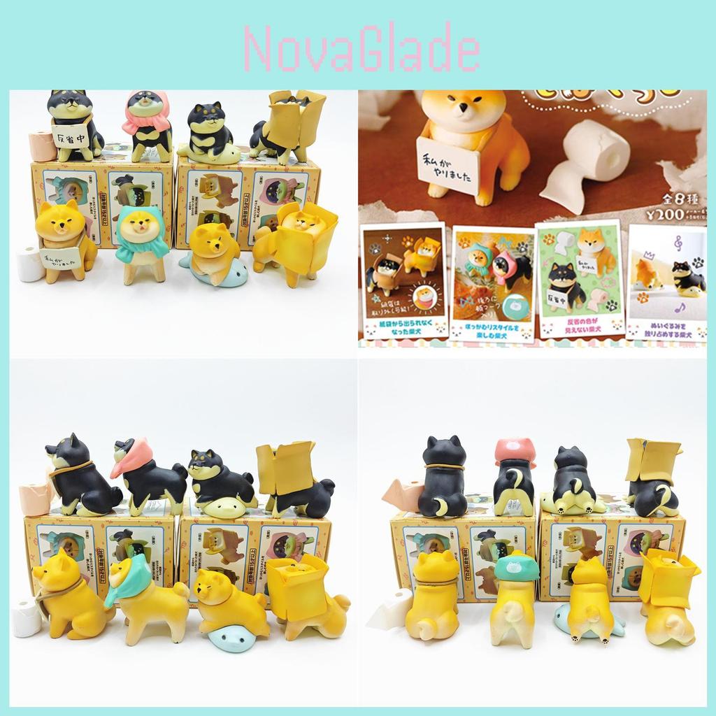 Adorable Pvc Shiba Inu Blind Box Figurines Set Of Eight Reflective Puppies Collectible Toys