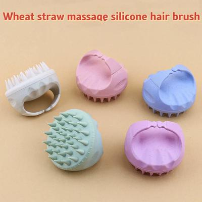 Scalp Brush Massager Sculp Scrubber Brush Wheat Straw Biodegradable Silicone Shampoo Brush Hair Scalp Massager For Hair Growth