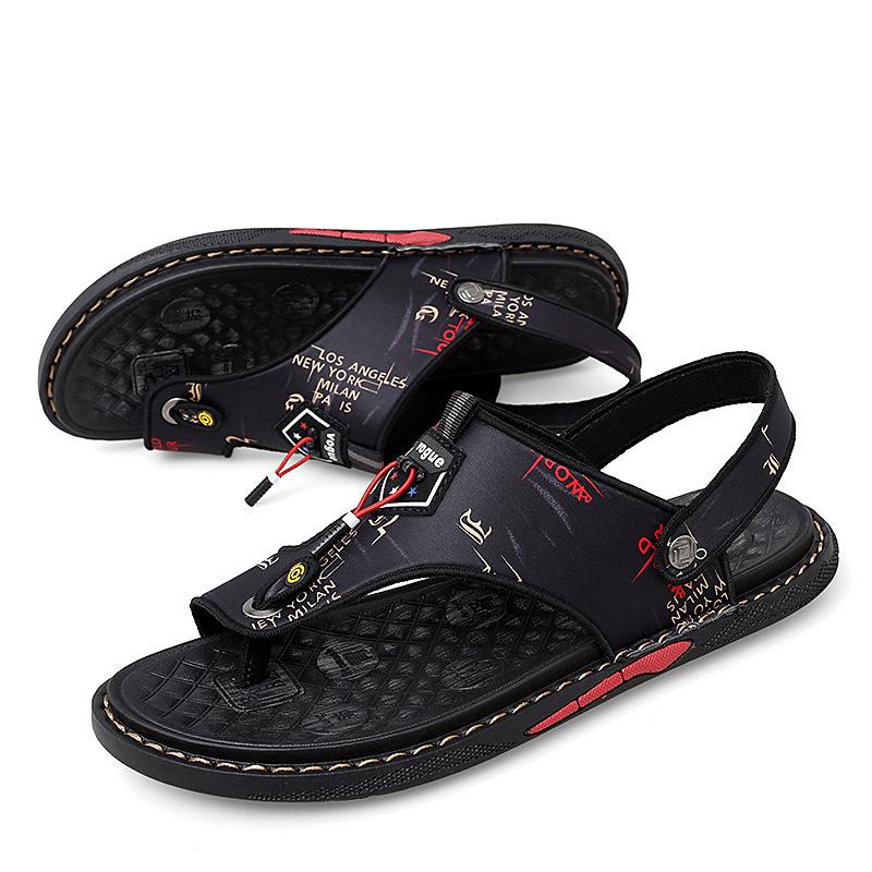 Summer Outwear Men's Leather Sandals Dual purpose Slippers Men's Trendy Soft Sole Sandals Men's Trendy Feet Clipping