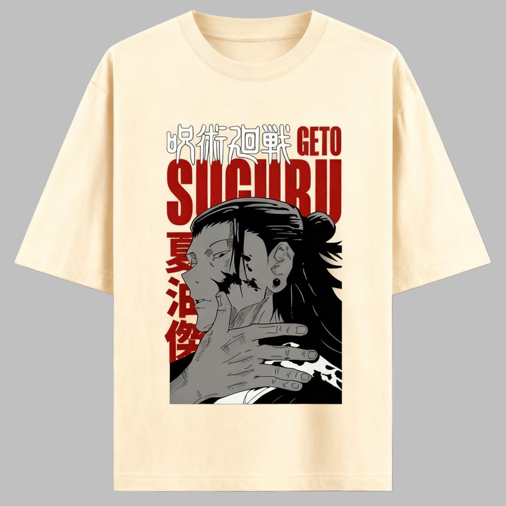 Jujutsu Kaisen Anime Geto Suguru Printing Cotton Tshirt Men and Women Harajuku Fashion Loose Summer Anime Peripheral Clothing