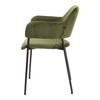 Lima Green Velvet Chair With Armrests And Black Legs