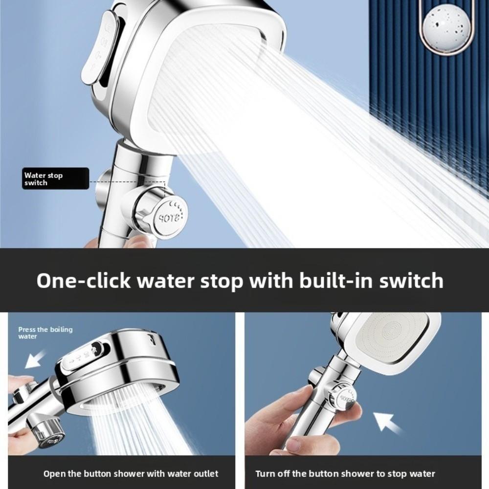 One-Key Stop Water Saving Shower Head 3 Modes Adjustable Shower Head  Bathroom