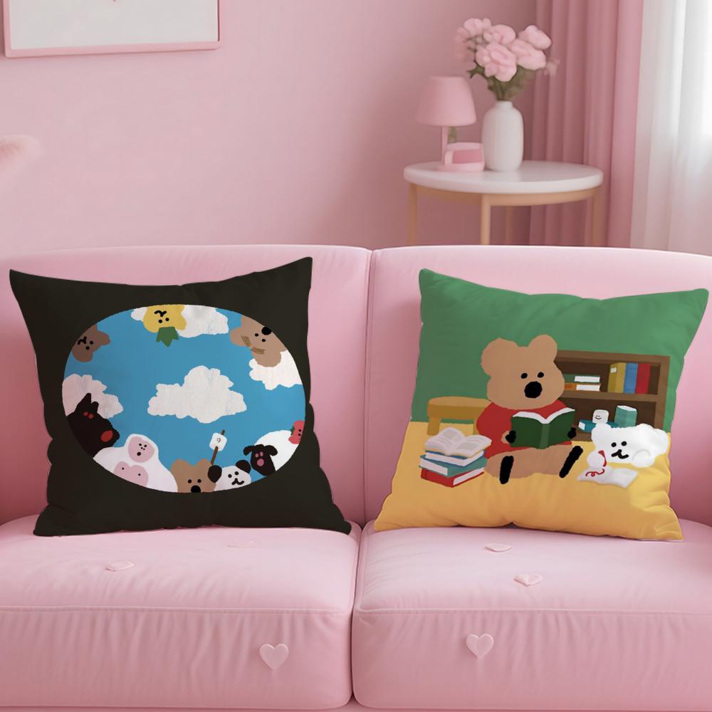 Cartoon D-Dinotaengs Cute Cushion Cover Soft Short Plush Double-Sided Printing Home Decor Machine Washable Pillow Case Gift