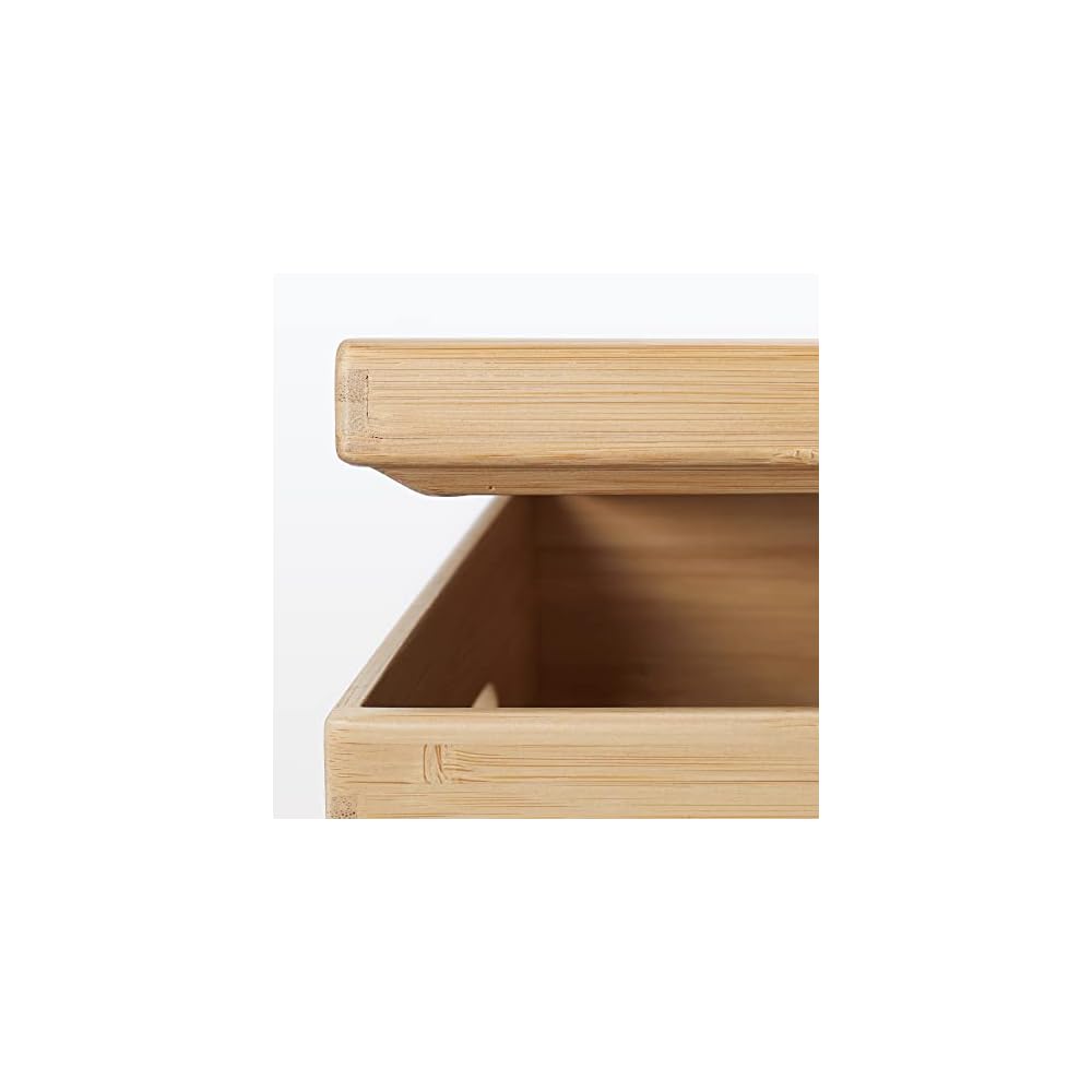 MUJI Stackable Bamboo Rectangular Storage Box with Half Lid, 26cm (W) X 185cm (D) X 25cm (H), Item