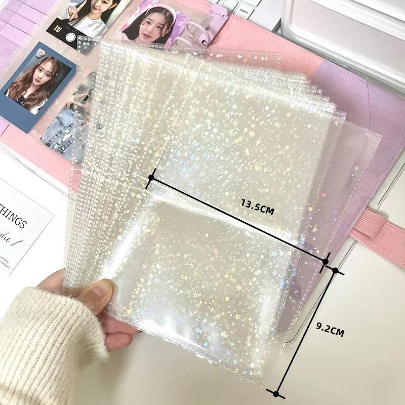 Ins Style Bandage Ribbon Binder Idol Pocard Collect Book Woolen Lattice Po Album With 10Pcs Sleeves Postcard Storage Book