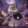 Halloween Kat Heks Cape Kostuum, Schattige Geest Mantel, Grappig Huisdier Kostuum voor Katten Festival Outfit, Kitty Cosplay Vakantiefeest Accessoires