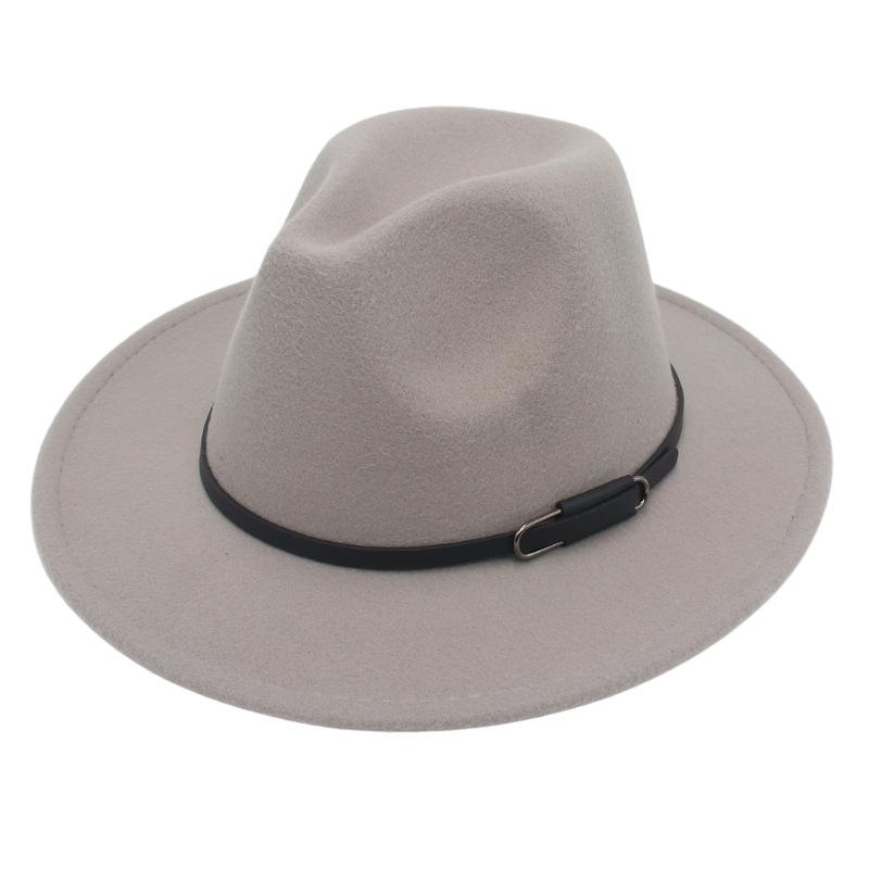 

Cross-Border New Top Hat French Jazz Hat Cashmere Spring And Autumn Felt Hat Small Belt Accessories Clothing Store Model Wear M（56-58cm） світло-сірого кольору