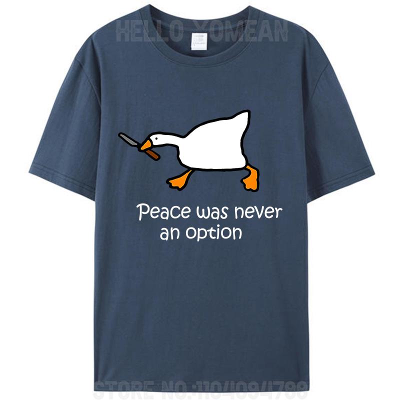 Peace Was Never An Option Cute Duck Lover Women Men's T-Shirt Clothing Cotton Round O-Neck Tees Shirts Tops Classic Gifts