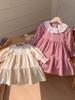 2026 Autumn Korean-Style Children's Long Sleeve Dress with Ruffle Lace Collar – Sweet Pure Cotton Cake Skirt for Girls