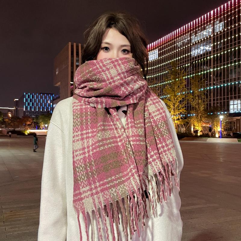 Hochwertiger Schal im koreanischen Stil mit Karomuster: Warmer, verdickter Kaschmir-ähnlicher Schal für Studenten und Paare