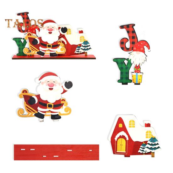 Christmas Table Sign Wooden Snowman Santa Reindeer Xmas Tree Ornaments Merry Christmas Decoration for Home Party DIY Decor