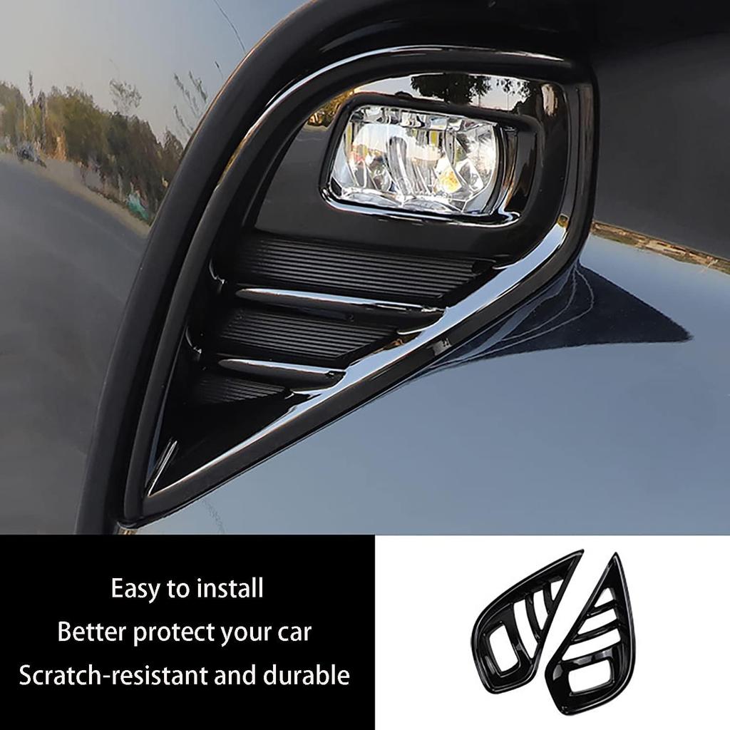 Car Accessories Fit For Toyota Highlander 2020-2023 2024 2025 Exterior Front Fog Lamp Cover Trim Light Panel (Black) ABS 2 PCS