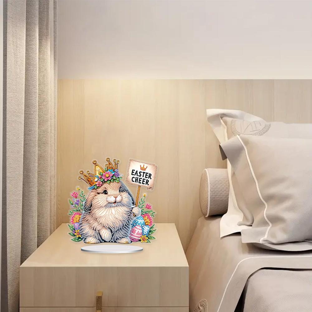 2D Flat Print Easter Rabbit DIY 5D DIY Diamond Art Tabletop Decorations Single-Sided Drill Diamond Painting Desktop Decorations