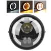 6in Motorcycle LED Headlight Vintage Angel Eyes Universal Replacement for Cruiser Choppers Cafe Bobber