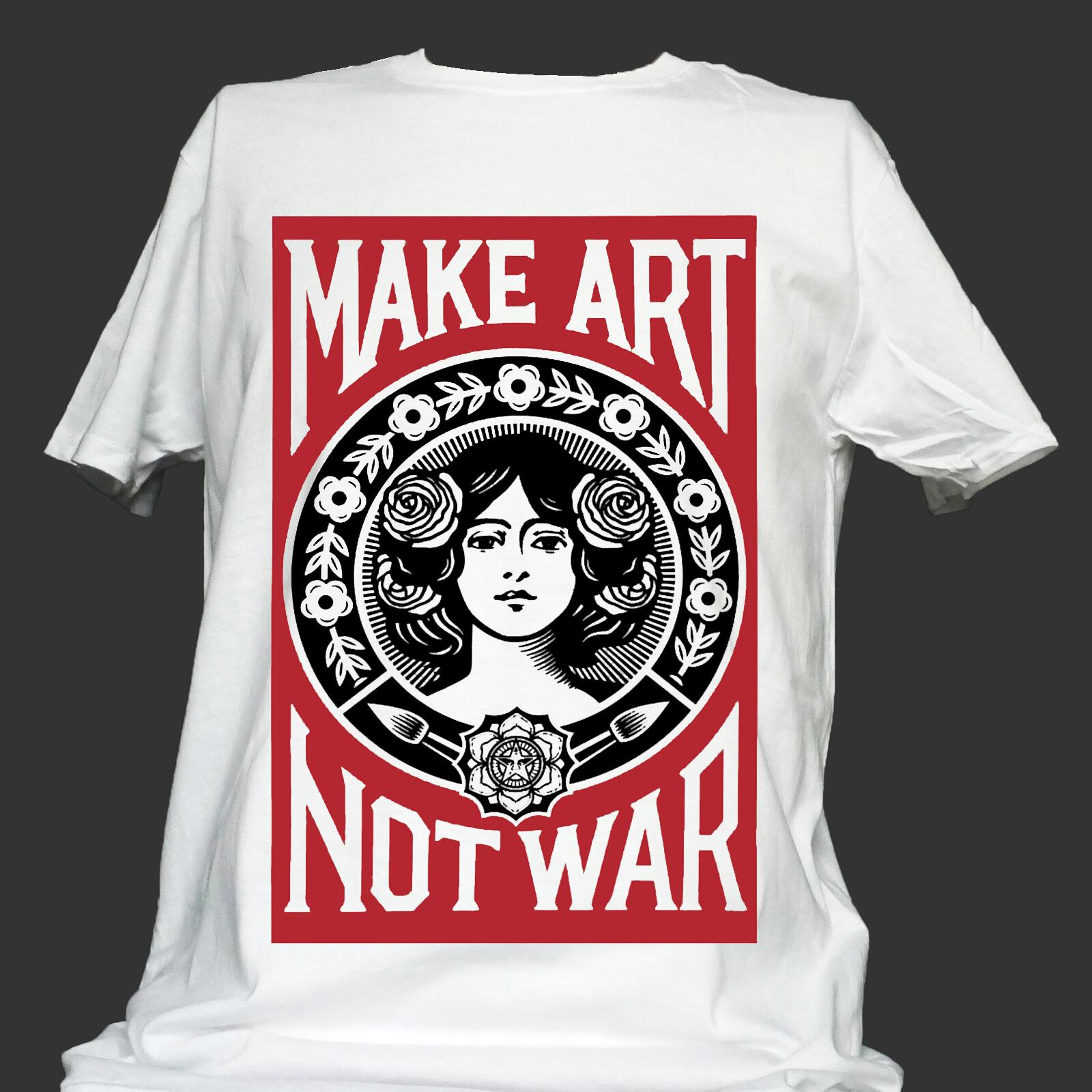 ART NOT WAR PROTEST PACIFIST PEACE SLOGAN STUDENT T-Shirt Mens Womens Tees Top unisex S-3XL S