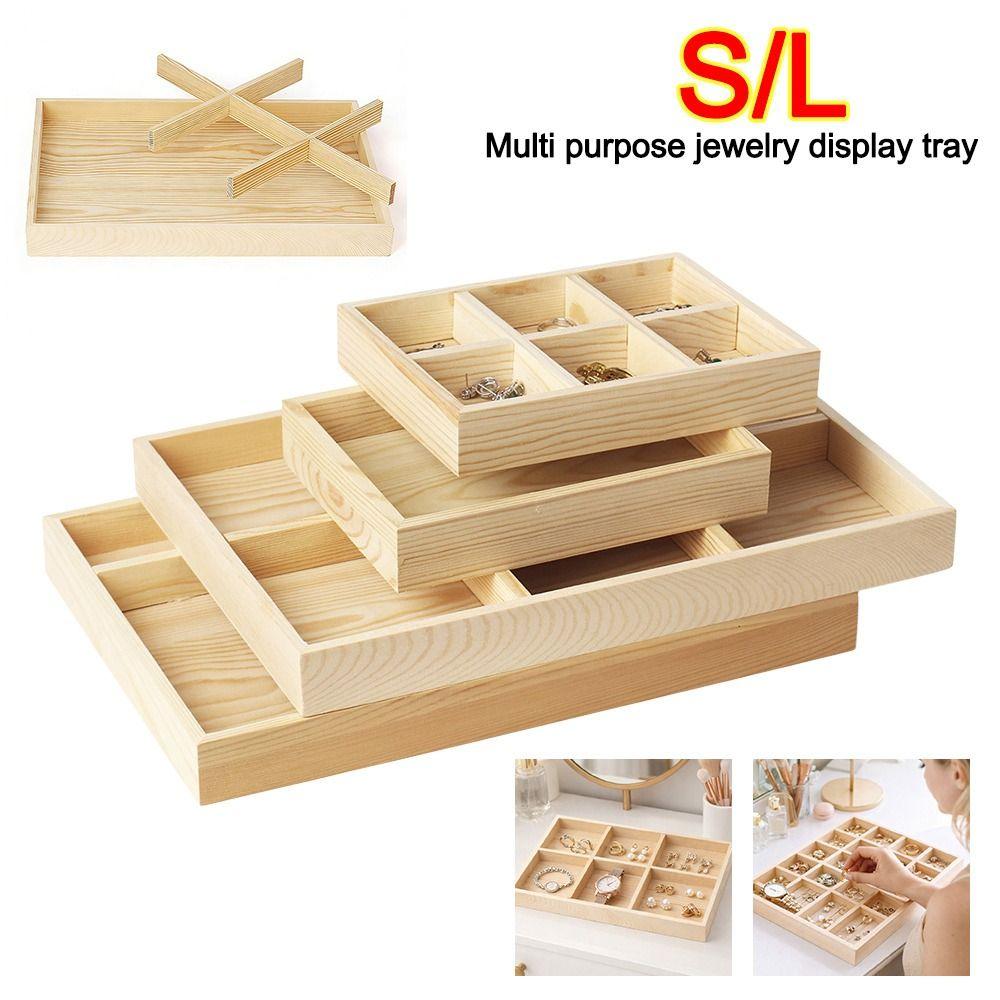 Wooden Jewelry Display Tray Multi-grid Stackable Card Box Jewelry Storage Box