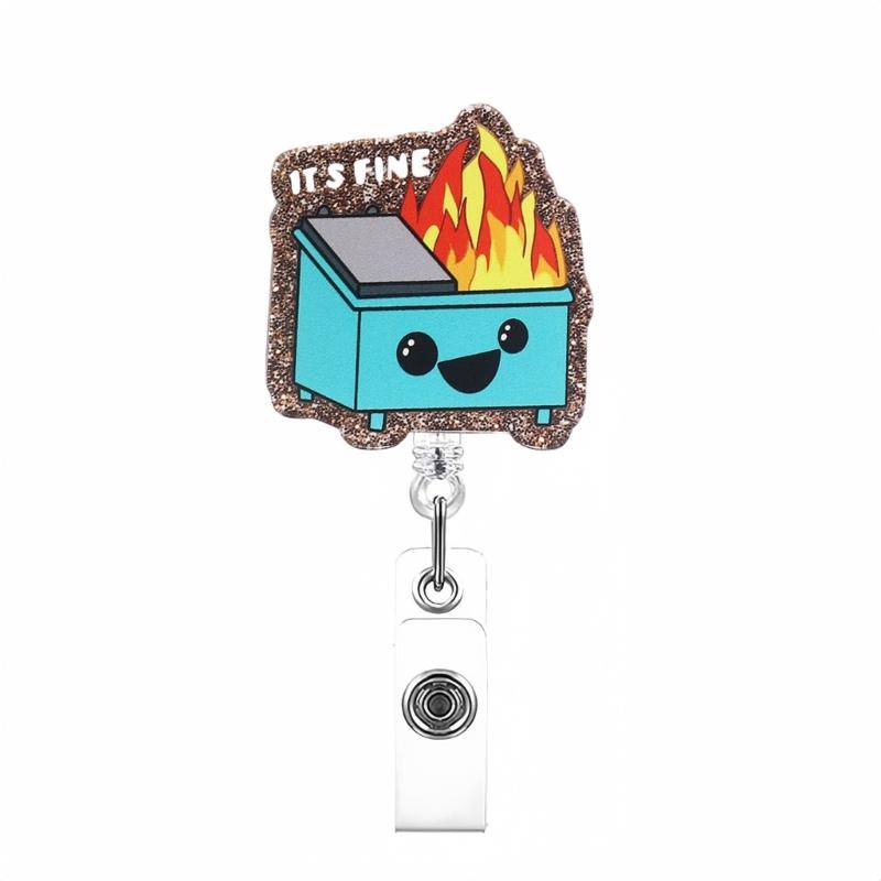 Cartoon Acrylic Badge Holder Retractable Badge Holder Retractable Badge Holder with Metal Clip for Nurse Doctor Student