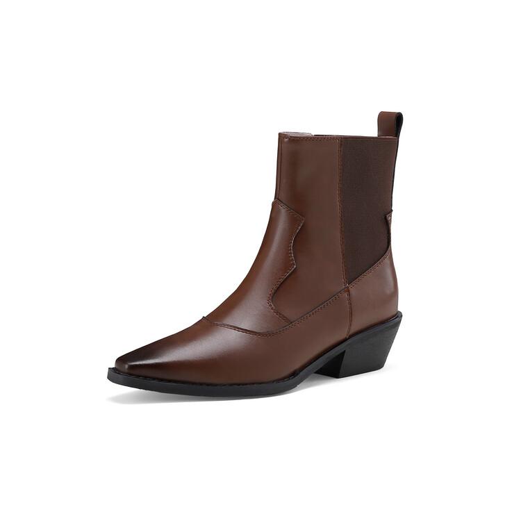 Fashion NEW Autumn Winter Split Leather Women Boot Fashion Short Boots Square Toe Chunky Shoes for Women Zapatos De Mujer Large Size