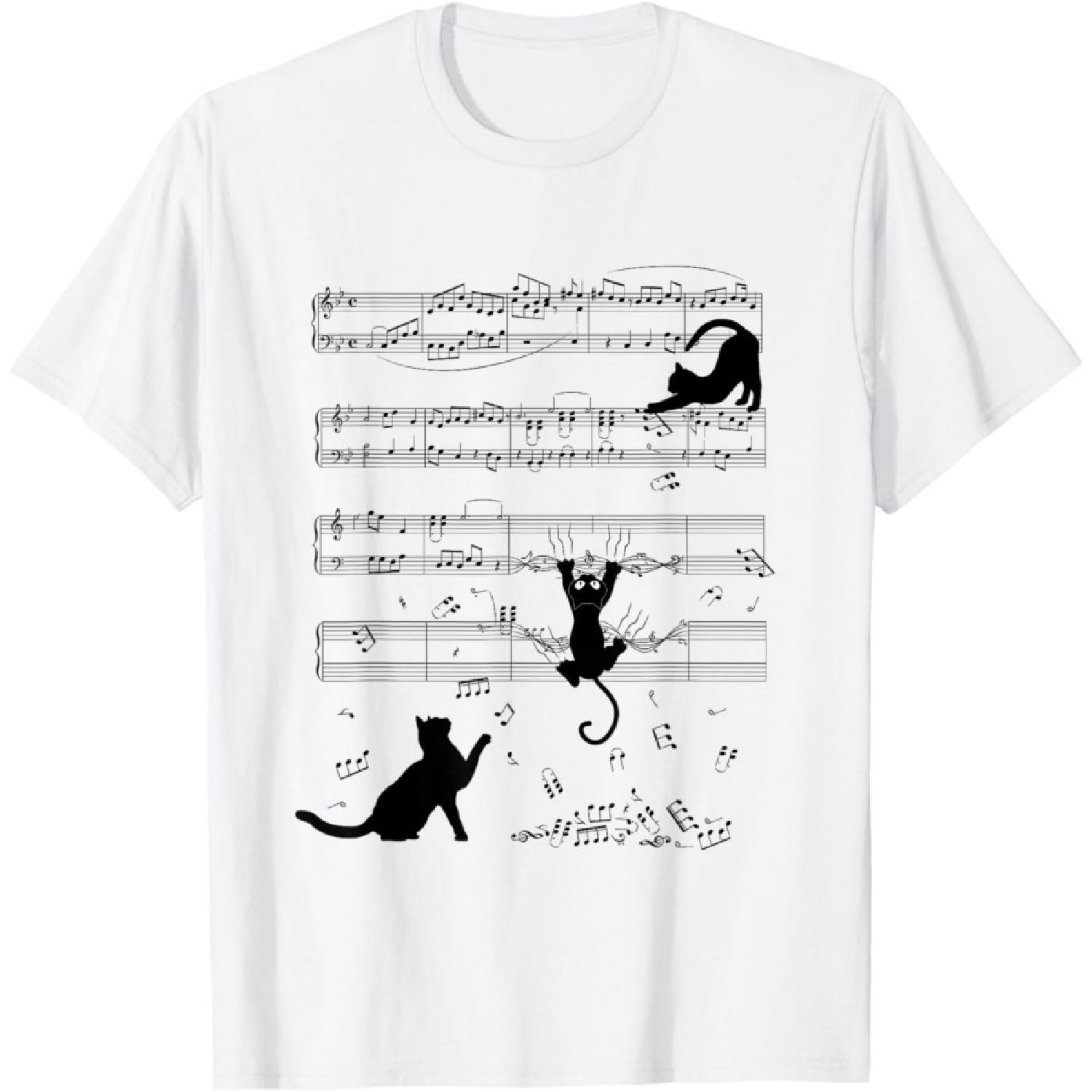 Cute Cats Playing With Sheet Music Teacher Music Society Men Women Kids T-Shirt S